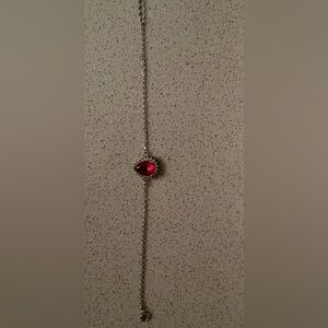 Elegant sterling Silver and Red Teardrop bracelet
